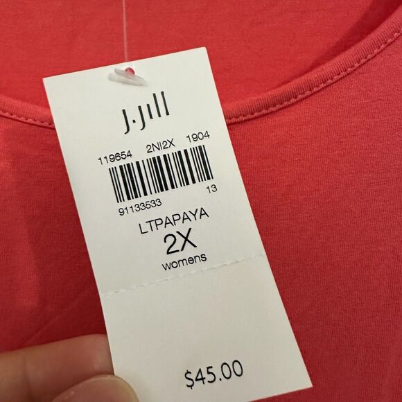 J. JILL Wearever Tank Top Coral Red Stretch Minimalist NWT - Picture 7 of 10